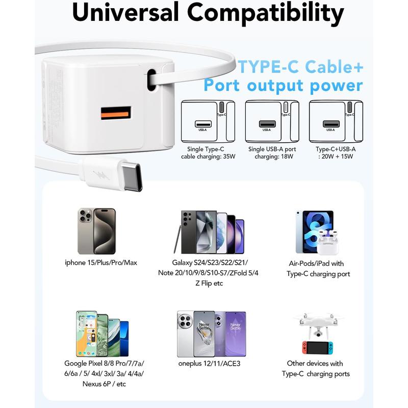 35W Retractable GaN Fast Charger